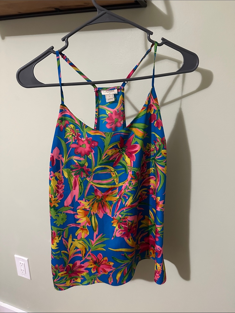 J. Crew Blue Tropical Floral Tank Top